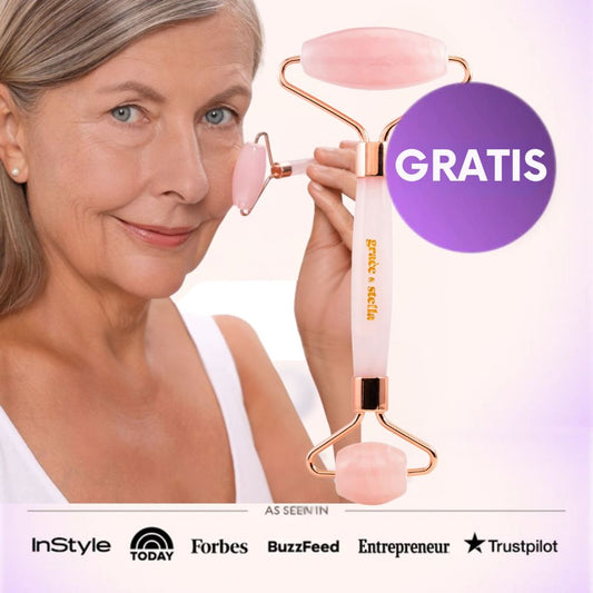 Rosenkvarts roller til at massere serum ind + reducere morgenhævelse